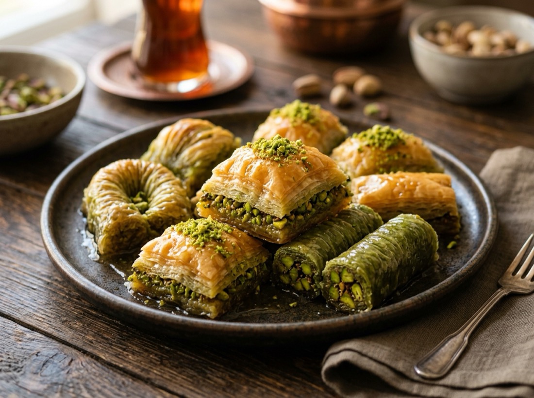 Baklava mit Pistazien und Sirup