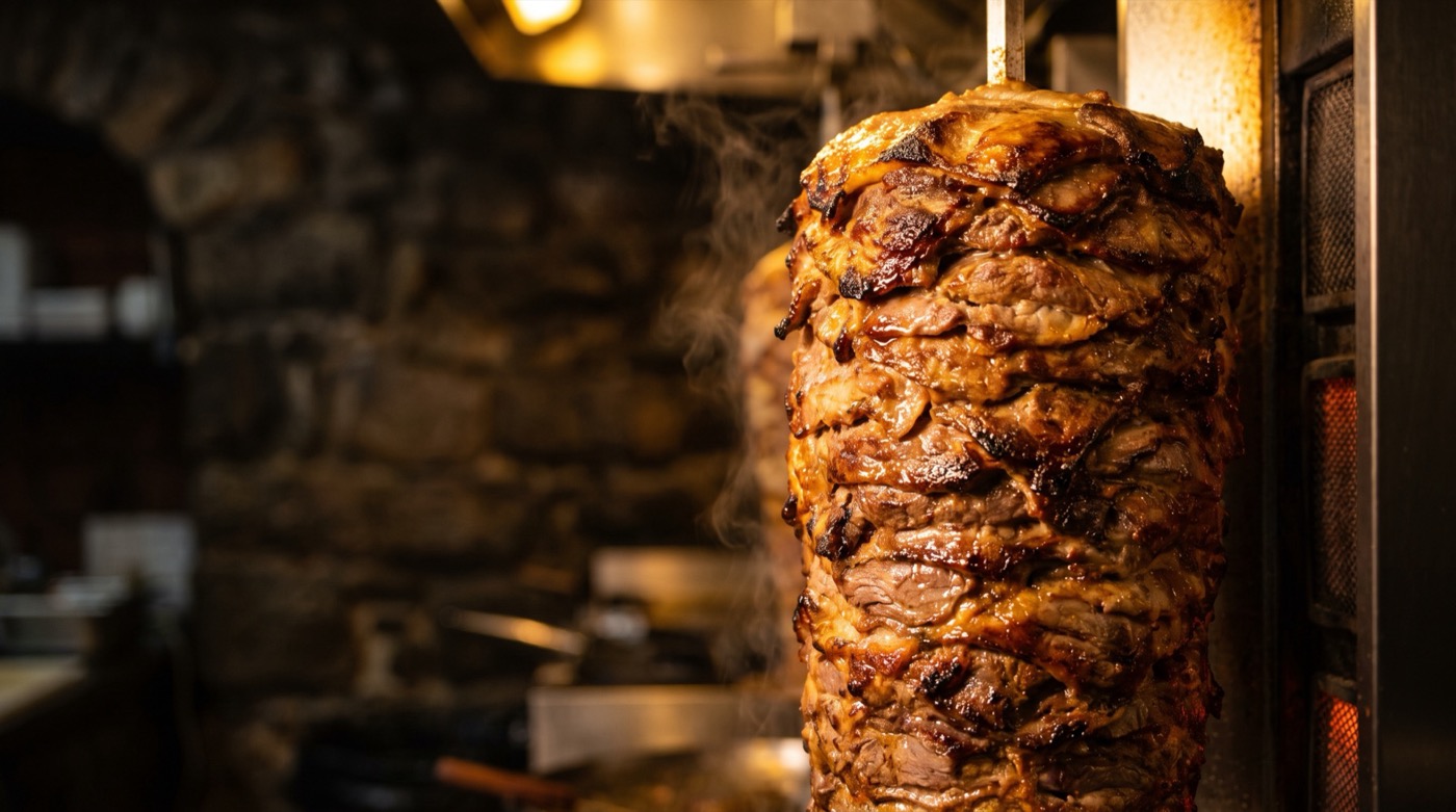 Saftiger Döner frisch vom Drehspieß geschnitten